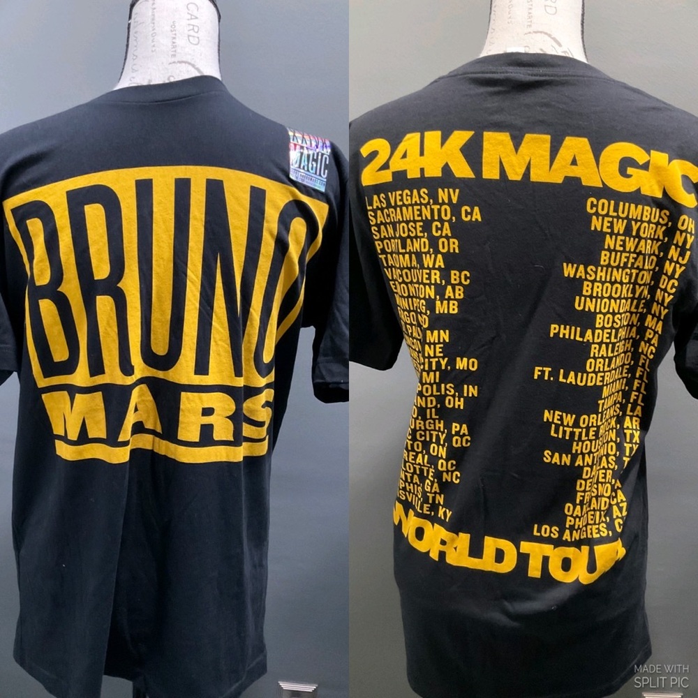 NWOT‎ BRUNO MARS 24K MAGIC TOUR SHIRT BY BELLA CANVAS